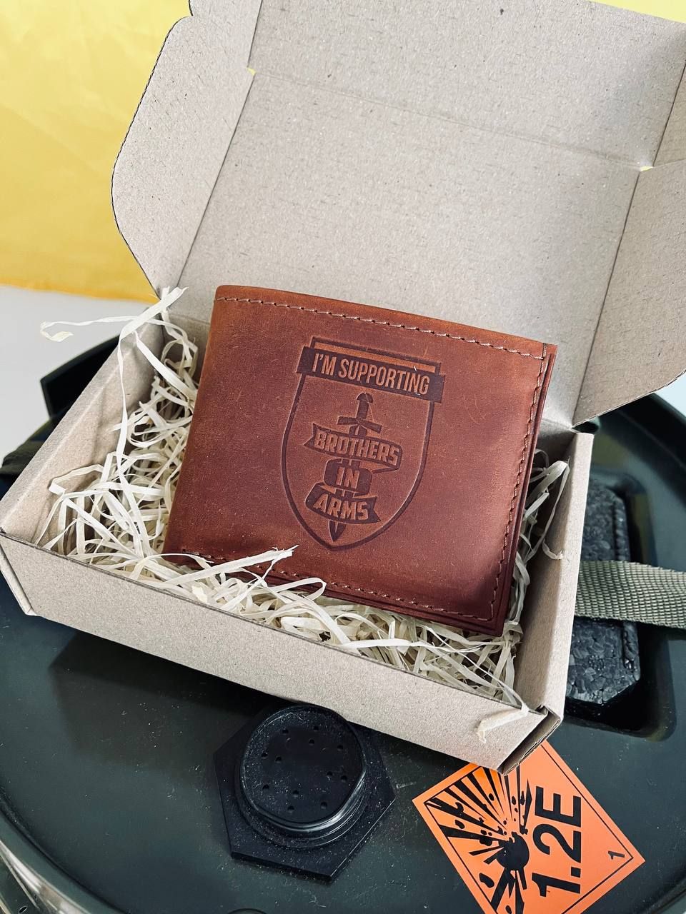 Leather  Wallet. I’m supporting Brothers in arms.